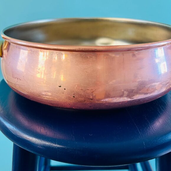 Vintage MCM Copper & Brass Skillet Dish Set - Picture 8 of 13